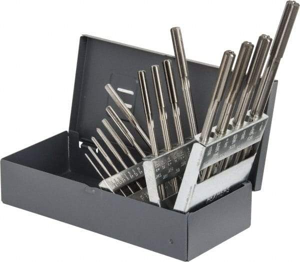 Made in USA - 1/16" to 1/2", Chucking Reamer Set - Straight Flute, Right Hand Cut, 15 Pieces - Eagle Tool & Supply