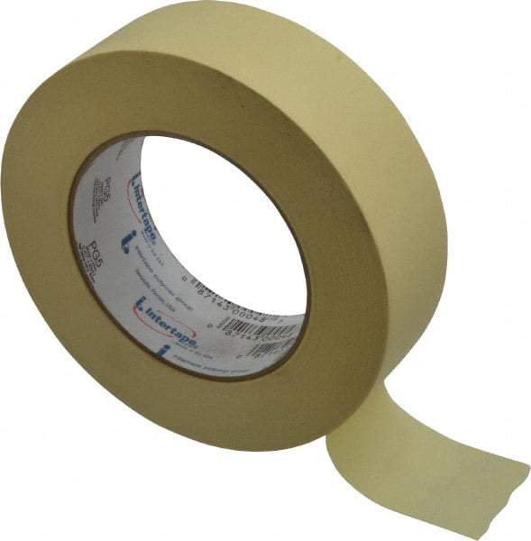 Intertape - 36mm Wide x 60 Yd Long Tan Paper Masking Tape - Series PG5, 6.3 mil Thick, 25 In/Lb Tensile Strength - Eagle Tool & Supply