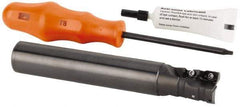 Kennametal - 32mm Cut Diam, 36mm Max Depth of Cut, 32mm Shank Diam, 110mm OAL, Indexable Square Shoulder Helical End Mill - GOMT 1604.., JOMT 1604.. Inserts, Weldon Shank, 0° Lead Angle, Series KDMR - Eagle Tool & Supply