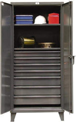 Strong Hold - 2 Shelf 7 Bin Locking Storage Cabinet - Steel, 36" Wide x 24" Deep x 78" High, Dark Gray - Eagle Tool & Supply