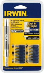 Irwin - 13 Piece, 1/4" Drive Screwdriver Drive Guide - #1 to #3 Phillips, 0.05 to 1/4" Hex, 1.27 to 10mm Hex, #1 & #2 Square Recess - Eagle Tool & Supply