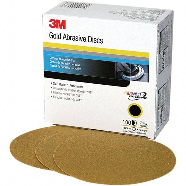 3M - 6" Diam, 120 Grit, Aluminum Oxide Hook & Loop Disc - Fine Grade, Coated, C Weight Paper Backing, Series 236U - Eagle Tool & Supply
