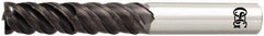 OSG - 3/16", 3/4" LOC, 3/16" Shank Diam, 2-1/4" OAL, 4 Flute, Solid Carbide Square End Mill - Single End, TiAlN Finish, Spiral Flute, 50° Helix, Centercutting, Right Hand Cut, Right Hand Flute, Series HP451 - Eagle Tool & Supply