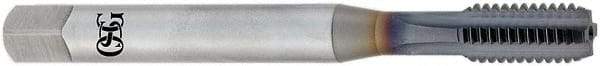 OSG - M10x1.50 Metric Coarse 6H 4 Flute TiCN Finish Powdered Metal Straight Flute Machine Tap - Bottoming, Right Hand Thread, 2-15/16" OAL, 1-1/4" Thread Length, D6 Limit, Oversize, Through Coolant - Exact Industrial Supply