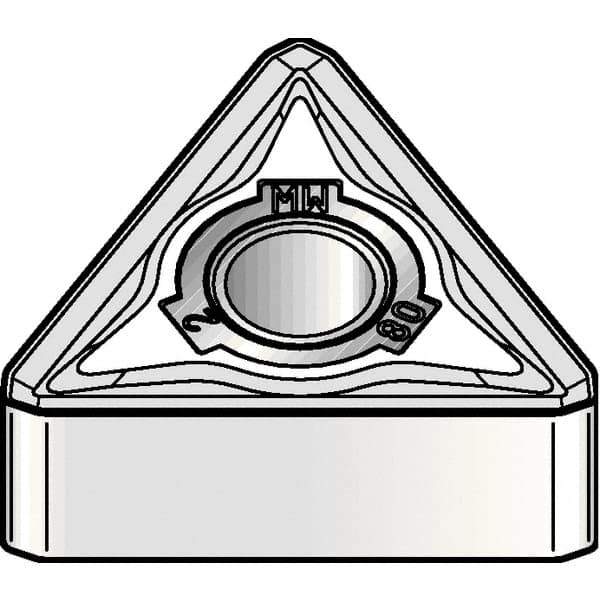 Kennametal - TNMG333 MW Grade KCP10B Carbide Turning Insert - TiOCN Finish, 60° Triangle, 3/8" Inscr Circle, 3/16" Thick, 3/64" Corner Radius - Eagle Tool & Supply