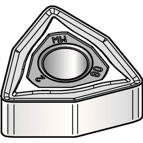 Kennametal - WNMG432 MW Grade KCK15B Carbide Turning Insert - TiOCN Finish, 80° Trigon, 1/2" Inscr Circle, 3/16" Thick, 1/32" Corner Radius - Eagle Tool & Supply