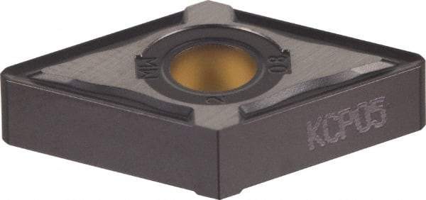 Kennametal - DNMG442 RP Grade KCP10 Carbide Turning Insert - TiCN/Al2O3 Finish, 55° Diamond, 1/2" Inscr Circle, 1/4" Thick, 1/32" Corner Radius - Eagle Tool & Supply