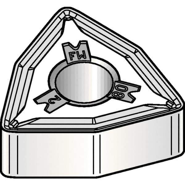 Kennametal - WNMG433 FW Grade KCP10B Carbide Turning Insert - TiOCN Finish, 80° Trigon, 1/2" Inscr Circle, 3/16" Thick, 3/64" Corner Radius - Eagle Tool & Supply