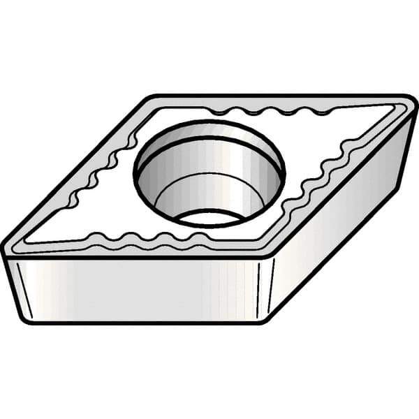 Kennametal - DPMT21.51 UF Grade KCP25 Carbide Turning Insert - TiCN/Al2O3 Finish, 55° Diamond, 1/4" Inscr Circle, 3/32" Thick, 1/64" Corner Radius - Eagle Tool & Supply