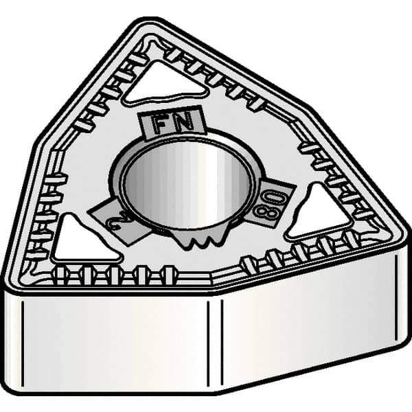 Kennametal - WNMG432 FN Grade KCP10B Carbide Turning Insert - TiOCN Finish, 80° Trigon, 1/2" Inscr Circle, 3/16" Thick, 1/32" Corner Radius - Eagle Tool & Supply