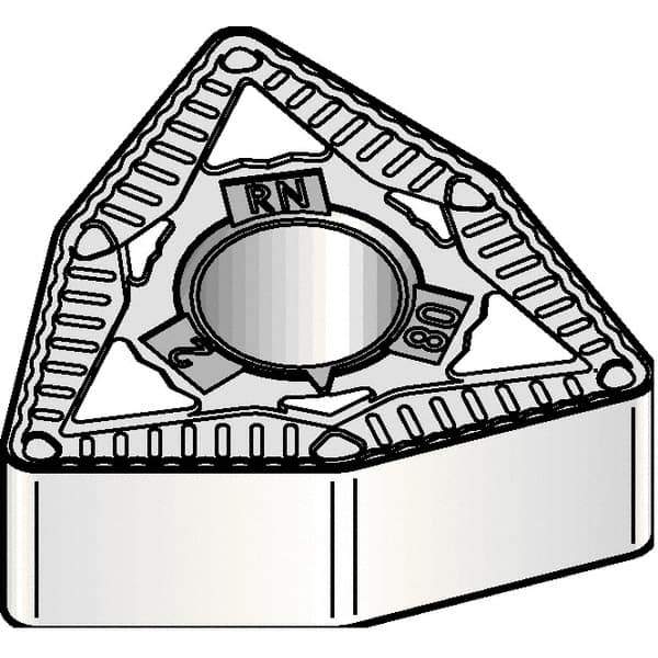 Kennametal - WNMG432 RN Grade KCP30B Carbide Turning Insert - TiOCN Finish, 80° Trigon, 1/2" Inscr Circle, 3/16" Thick, 1/32" Corner Radius - Eagle Tool & Supply