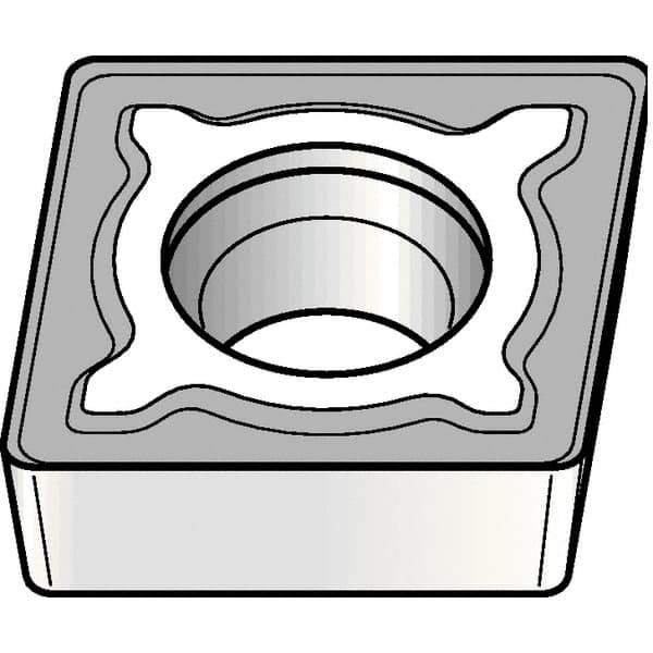 Kennametal - CCMT32.52 MF Grade KCK15B Carbide Turning Insert - TiOCN Finish, 80° Diamond, 3/8" Inscr Circle, 5/32" Thick, 1/32" Corner Radius - Eagle Tool & Supply