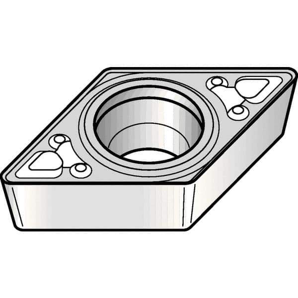 Kennametal - DCMT32.52 MF Grade KCP30 Carbide Turning Insert - TiN/TiCN/Al2O3 Finish, 55° Diamond, 3/8" Inscr Circle, 5/32" Thick, 1/32" Corner Radius - Eagle Tool & Supply
