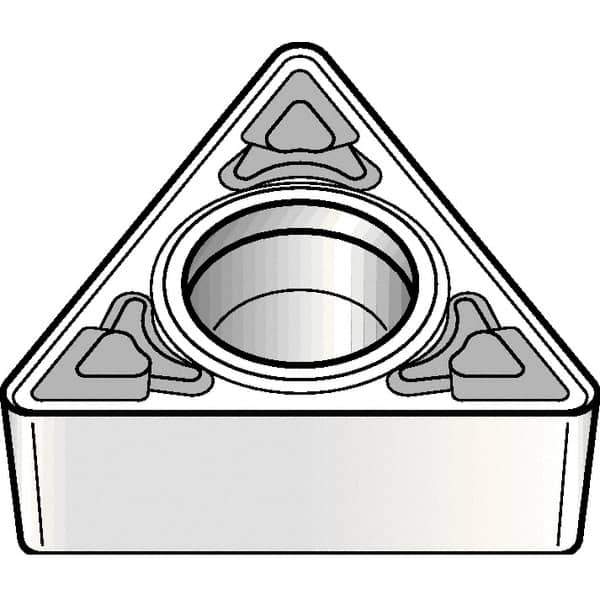 Kennametal - TPMT32.52 MF Grade KCM25B Carbide Turning Insert - TiOCN Finish, 60° Triangle, 3/8" Inscr Circle, 5/32" Thick, 1/32" Corner Radius - Eagle Tool & Supply
