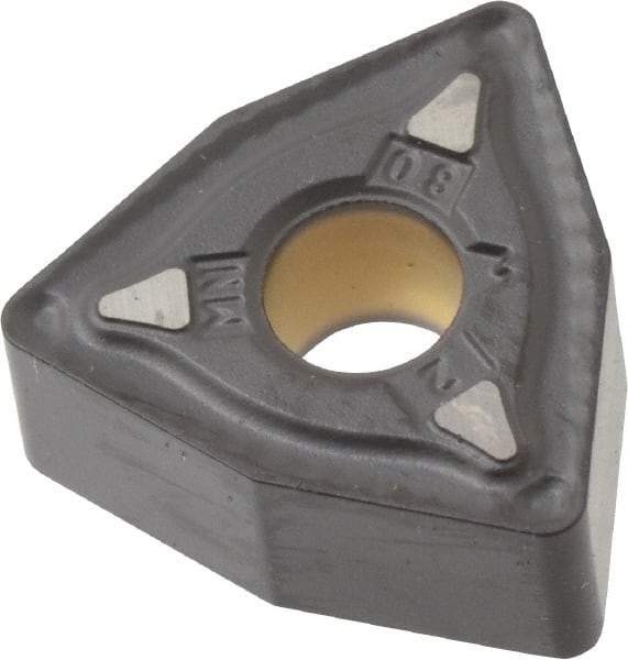 Kennametal - WNMG332 MN Grade KCP30 Carbide Turning Insert - TiCN/Al2O3 Finish, 80° Trigon, 3/8" Inscr Circle, 3/16" Thick, 1/32" Corner Radius - Eagle Tool & Supply