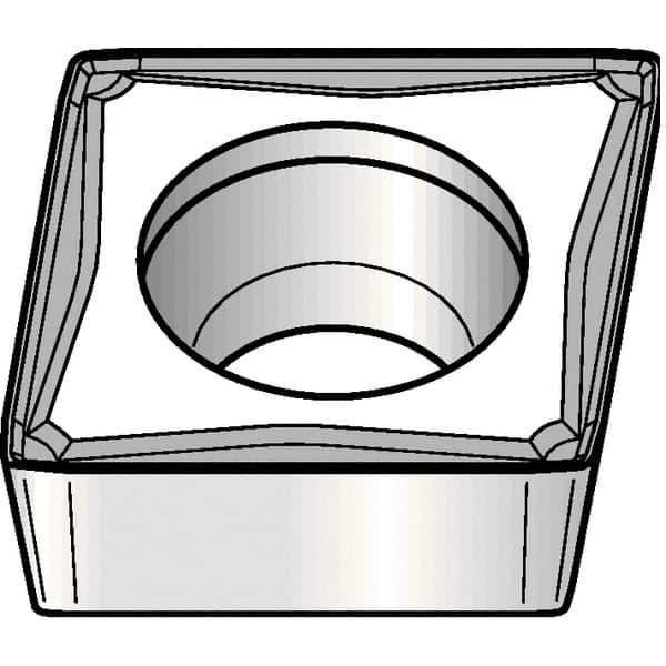 Kennametal - CPMT32.52 FW Grade KCP25 Carbide Turning Insert - TiCN/Al2O3 Finish, 80° Diamond, 3/8" Inscr Circle, 5/32" Thick, 1/32" Corner Radius - Eagle Tool & Supply