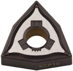 Kennametal - WNMG431 FF Grade KCP10 Carbide Turning Insert - TiCN/Al2O3 Finish, 80° Trigon, 1/2" Inscr Circle, 3/16" Thick, 1/64" Corner Radius - Eagle Tool & Supply