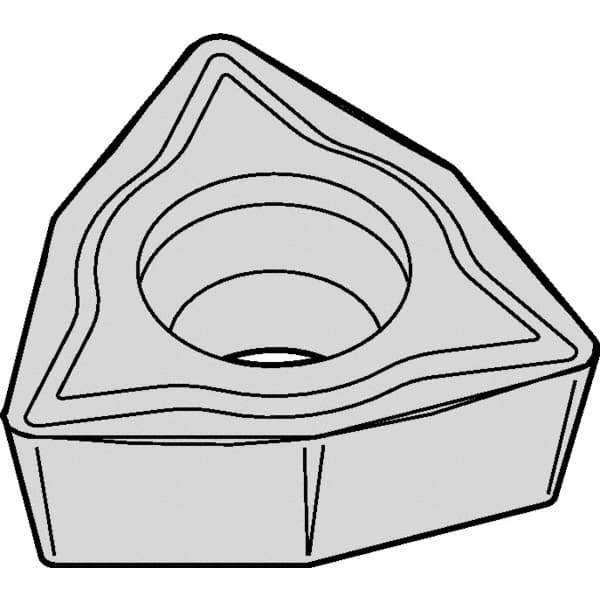 Kennametal - WPMT32.51 LF Grade KCM15B Carbide Turning Insert - TiOCN Finish, 80° Trigon, 3/8" Inscr Circle, 5/32" Thick, 1/64" Corner Radius - Eagle Tool & Supply