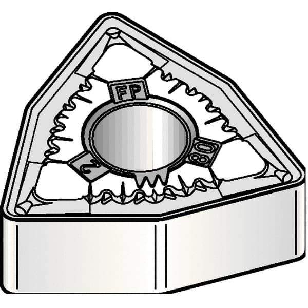 Kennametal - WNMG432 FP Grade KCM15B Carbide Turning Insert - 80° Trigon, 1/2" Inscr Circle, 3/16" Thick, 1/32" Corner Radius - Eagle Tool & Supply
