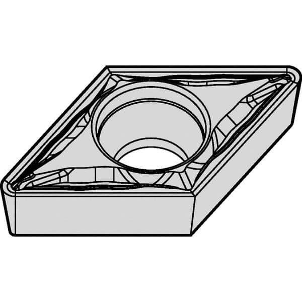 Kennametal - DPMT32.52 FP Grade KTP10 Cermet Turning Insert - TiN/TiCN/TiN Finish, 55° Diamond, 3/8" Inscr Circle, 5/32" Thick, 1/32" Corner Radius - Eagle Tool & Supply