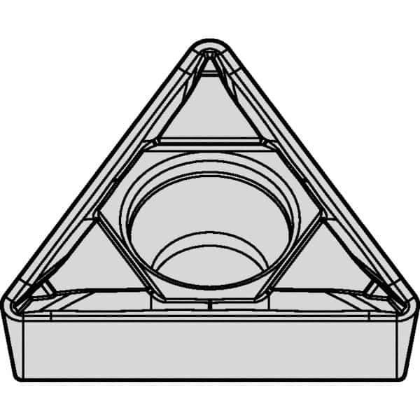 Kennametal - TPMT32.51 FP Grade KCP10 Carbide Turning Insert - TiCN/Al2O3 Finish, 60° Triangle, 3/8" Inscr Circle, 5/32" Thick, 1/64" Corner Radius - Eagle Tool & Supply