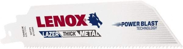 Lenox - 6" Long x 1" Thick, Bi-Metal Reciprocating Saw Blade - Straight Profile, 10 TPI, Toothed Edge - Eagle Tool & Supply