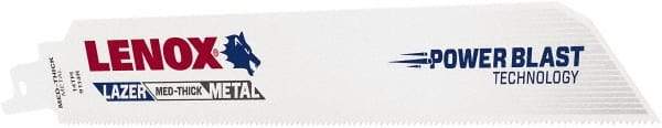 Lenox - 9" Long x 1" Thick, Bi-Metal Reciprocating Saw Blade - Straight Profile, 14 TPI, Toothed Edge - Eagle Tool & Supply