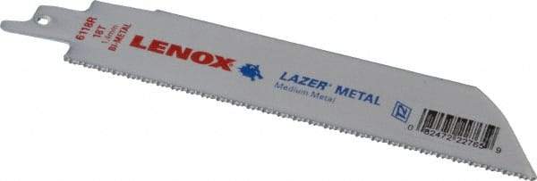 Lenox - 6" Long x 1" Thick, Bi-Metal Reciprocating Saw Blade - Straight Profile, 18 TPI, Toothed Edge - Eagle Tool & Supply