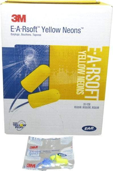 3M - Disposable, Corded, 33 dB Earplugs - Yellow, 200 Pairs - Eagle Tool & Supply