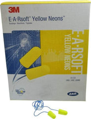 3M - Disposable, Corded, 33 dB Earplugs - Yellow, 200 Pairs - Eagle Tool & Supply