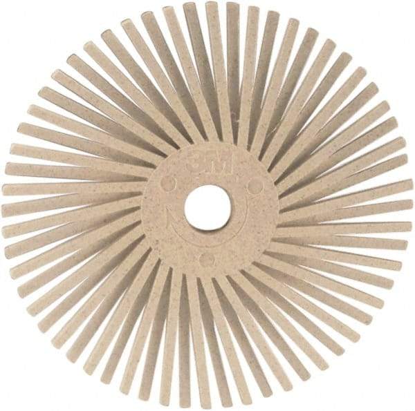 3M - 3" 120 Grit Ceramic Tapered Disc Brush - Fine Grade, Plain Hole Connector, 1" Trim Length, 0.37" Arbor Hole - Eagle Tool & Supply