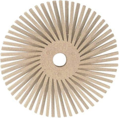 3M - 3" 120 Grit Ceramic Tapered Disc Brush - Fine Grade, Plain Hole Connector, 1" Trim Length, 0.37" Arbor Hole - Eagle Tool & Supply