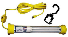 Made in USA - 120 Volt, 24 Watt, Electric, Fluorescent Portable Hook Work Light - 25' Cord, 1 Head, 1,800 Lumens, 21-1/4" Long - Eagle Tool & Supply