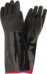 PIP - Size L (9), 18" Long, Supported, Neoprene Chemical Resistant Gloves - Textured Finish, Foam Lined, Gauntlet Cuff, ANSI Abrasion Level 3, ANSI Cut Level 0, ANSI Puncture Level 1, Black - Eagle Tool & Supply