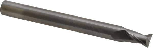 OSG - 1/4", 3/8" LOC, 1/4" Shank Diam, 2-1/2" OAL, 2 Flute, Solid Carbide Square End Mill - Single End, Uncoated, Spiral Flute, 30° Helix, Centercutting, Right Hand Cut, Right Hand Flute, Series 2021 - Eagle Tool & Supply