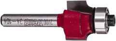 Freud - 3/4" Cut Diam, 1/2" Length of Cut, 0 Flute Round-Over Edge Profile Router Bit - Carbide-Tipped, 1/4" Shank Diam, 2-3/16" OAL, Proprietary Coating - Eagle Tool & Supply