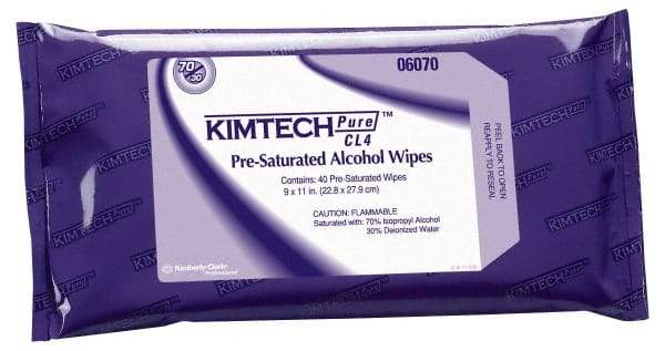 Kimtech - W4 Flat Fold Clean Room/Lab/Critical Task Wipes - Poly Pack, 11" x 9" Sheet Size, White - Eagle Tool & Supply