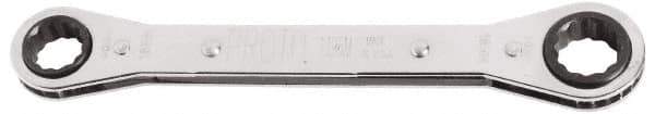 Proto - 15mm x 17mm 12 Point Ratcheting Box Wrench - Double End, 1-7/16" Head Diam x 1/2" Head Thickness, 8" OAL, Steel, Polished Finish - Eagle Tool & Supply