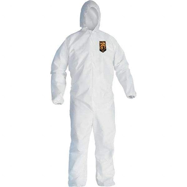 KleenGuard - Size 4XL Film Laminate General Purpose Coveralls - White, Zipper Closure, Elastic Cuffs, Elastic Ankles, Serged Seams - Eagle Tool & Supply