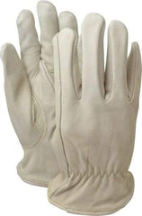 PRO-SAFE - Size S (7) Grain Cowhide General Protection Work Gloves - For Work & Driver, Uncoated, Slip-On Cuff, Full Fingered, Natural, Paired - Eagle Tool & Supply