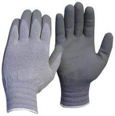 ATG - Size M (8), ANSI Cut Lvl A4, Puncture Lvl 3, Abrasion Lvl 4, Nitrile Coated Cut Resistant Gloves - 9" Long, Palm & Fingers Coated, Dyneema Lining, Knit Wrist, Gray, Paired - Eagle Tool & Supply