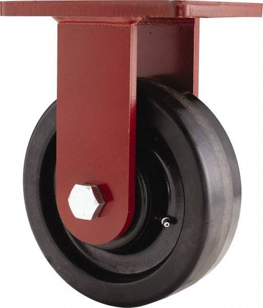Hamilton - 8" Diam x 2-1/2" Wide x 10-1/2" OAH Top Plate Mount Rigid Caster - Phenolic, 2,000 Lb Capacity, Tapered Roller Bearing, 5-1/2 x 7-1/2" Plate - Eagle Tool & Supply