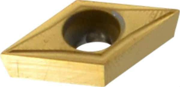 Kennametal - DCGT32.50 LF Grade KC730 Carbide Turning Insert - TiN Finish, 55° Diamond, 3/8" Inscr Circle, 5/32" Thick, 0.0039" Corner Radius - Eagle Tool & Supply