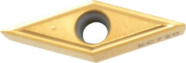 Kennametal - VBGT220 LF Grade KC730 Carbide Turning Insert - TiN Finish, 35° Diamond, 1/4" Inscr Circle, 1/8" Thick, 0.0039" Corner Radius - Eagle Tool & Supply