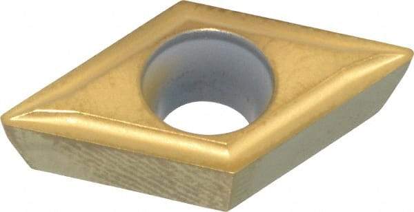 Kennametal - DPMT32.51 LF Grade KC730 Carbide Turning Insert - TiN Finish, 55° Diamond, 3/8" Inscr Circle, 5/32" Thick, 1/64" Corner Radius - Eagle Tool & Supply