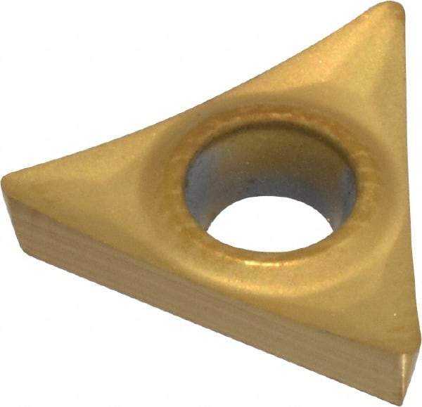 Kennametal - TPGT21.51 HP Grade KC730 Carbide Turning Insert - TiN Finish, 60° Triangle, 1/4" Inscr Circle, 3/32" Thick, 1/64" Corner Radius - Eagle Tool & Supply