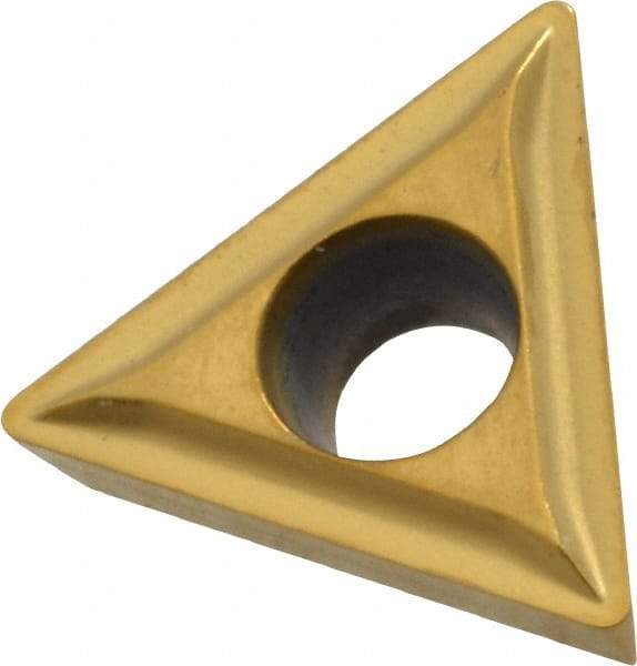 Kennametal - TPMT21.51 LF Grade KC730 Carbide Turning Insert - TiN Finish, 60° Triangle, 1/4" Inscr Circle, 3/32" Thick, 1/64" Corner Radius - Eagle Tool & Supply
