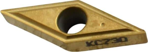 Kennametal - VBGT220.5 LF Grade KC730 Carbide Turning Insert - TiN Finish, 35° Diamond, 1/4" Inscr Circle, 1/8" Thick, 0.0079" Corner Radius - Eagle Tool & Supply