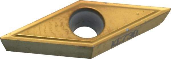 Kennametal - VBMT330.5 LF Grade KC730 Carbide Turning Insert - TiN Finish, 35° Diamond, 3/8" Inscr Circle, 3/16" Thick, 0.0079" Corner Radius - Eagle Tool & Supply