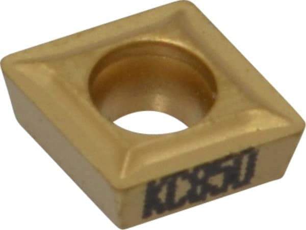 Kennametal - CPMT21.51 LF Grade KC850 Carbide Turning Insert - TiC/TiCN/TiN Finish, 80° Diamond, 1/4" Inscr Circle, 3/32" Thick, 1/64" Corner Radius - Eagle Tool & Supply